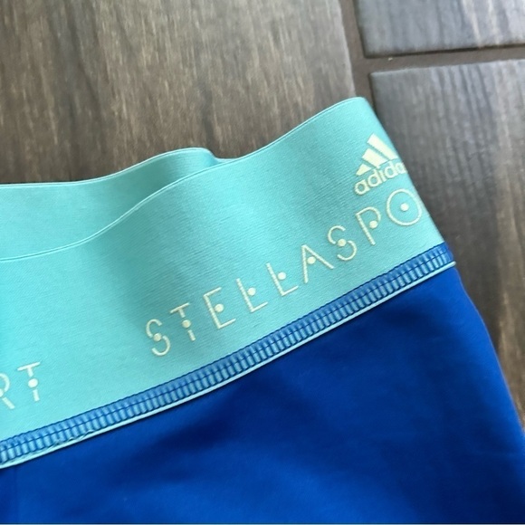 Adidas x Stella McCartney Blue Cropped Leggings Zip Up Sides Sz XS - Picture 7 of 10